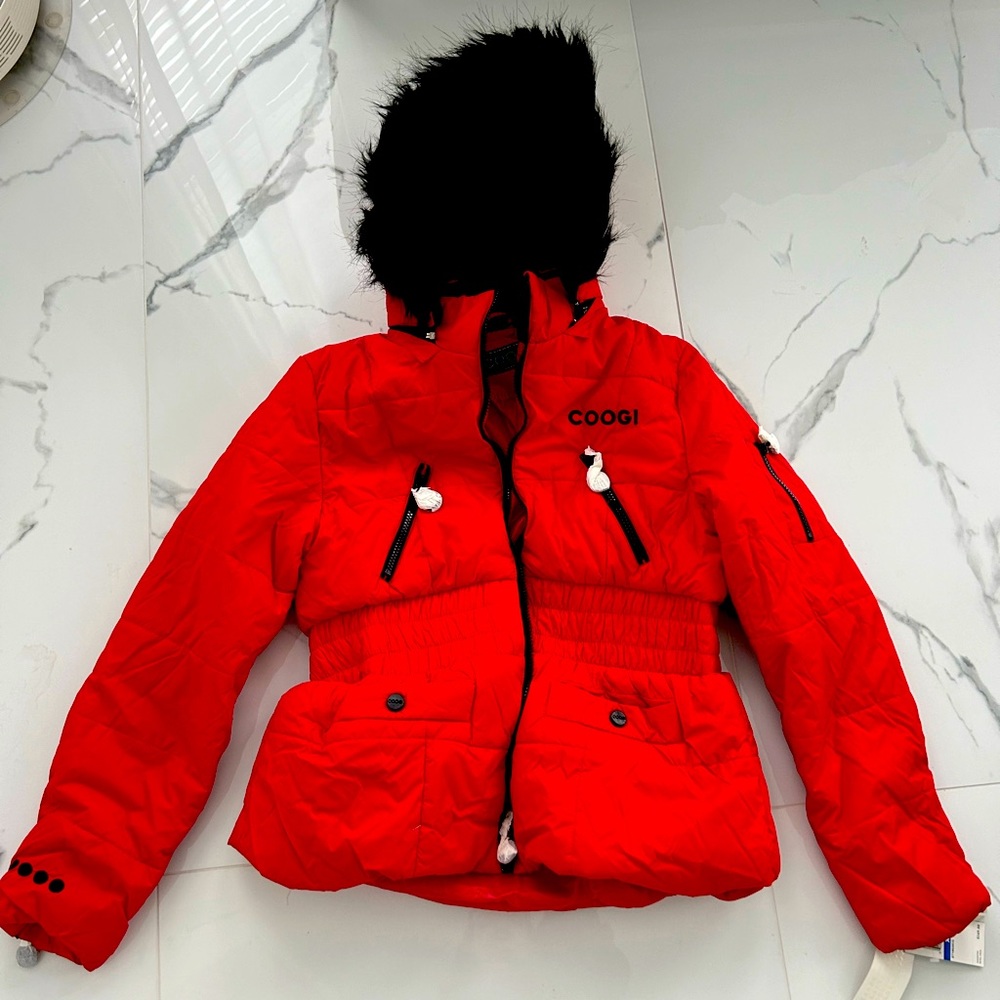 Girls red fur coat